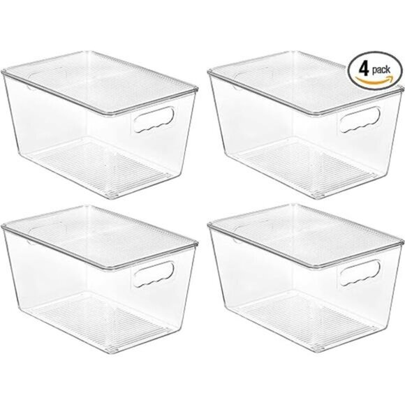 4Pack Clear Stackable StorageBins with Lids,Large Plastic Containers with Handle - Picture 7 of 7